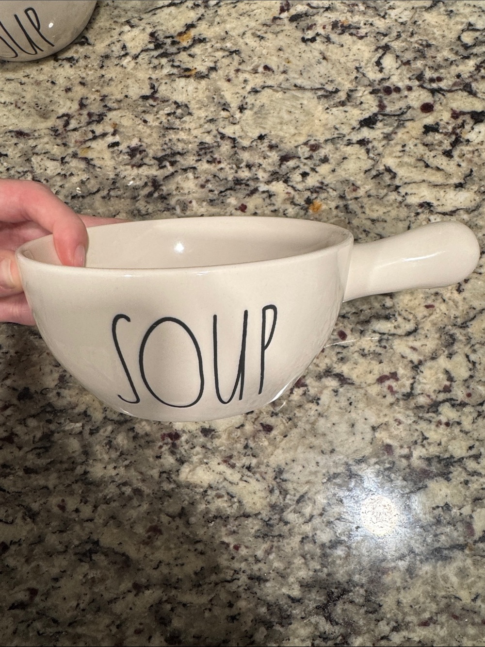 Rae Dunn Cream 'SOUP' Handle Bowl